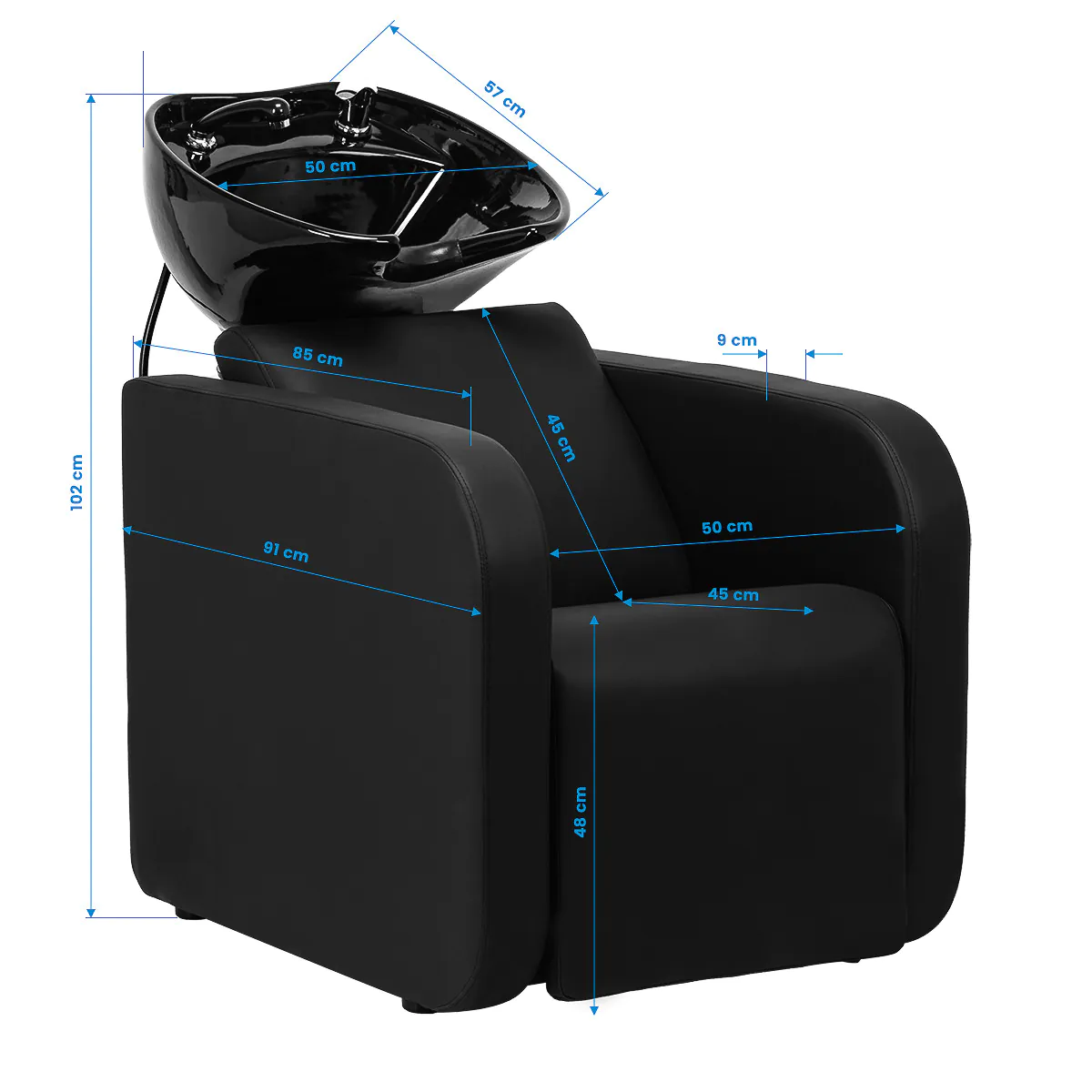 Gabbiano Sylvia Hairdressing Backwash Unit Black - Image 13
