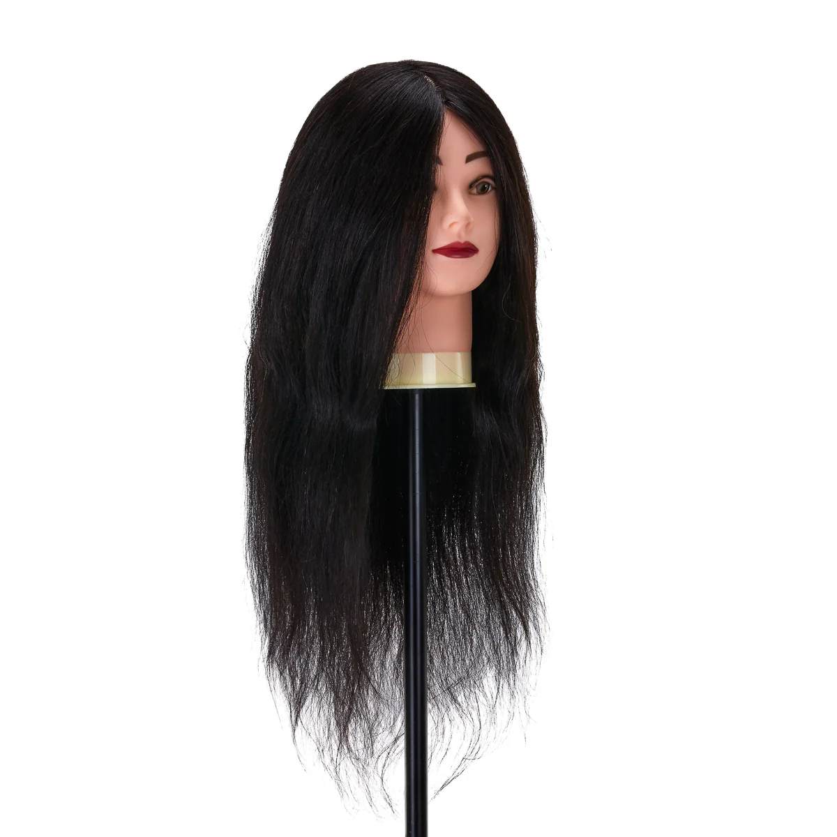 Gabbiano WZ1 Hairdressing Training Head, Natural Hair, Colour 1#, Length 20" - Image 4