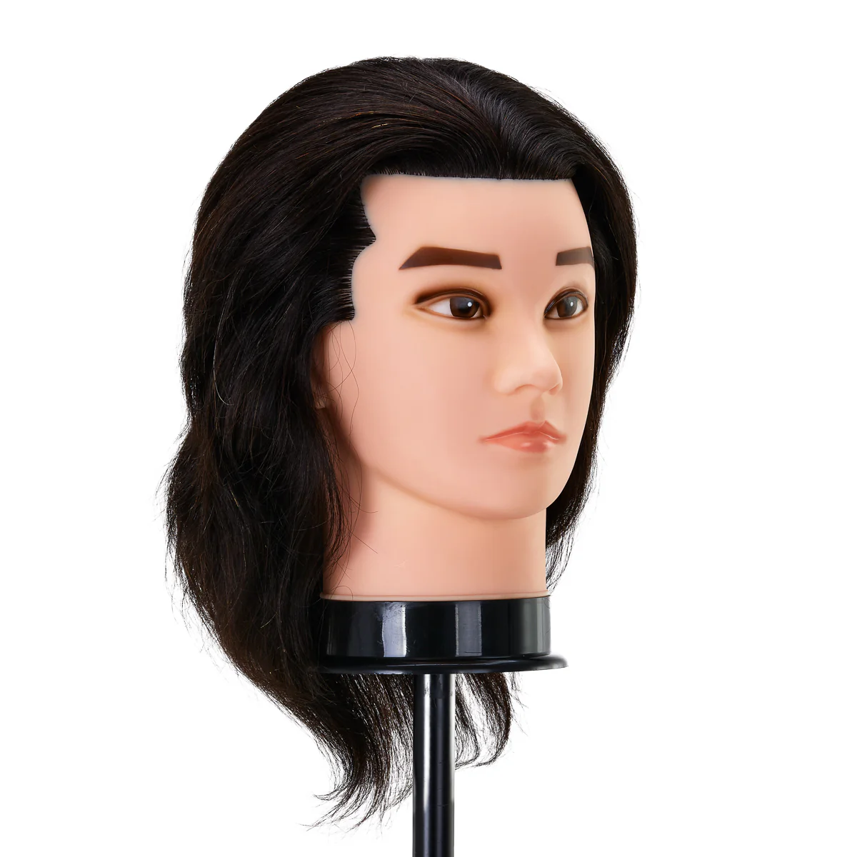 Gabbiano WZ3 Hairdressing Training Head, Natural Hair, Colour 1#, Length 8" - Image 4