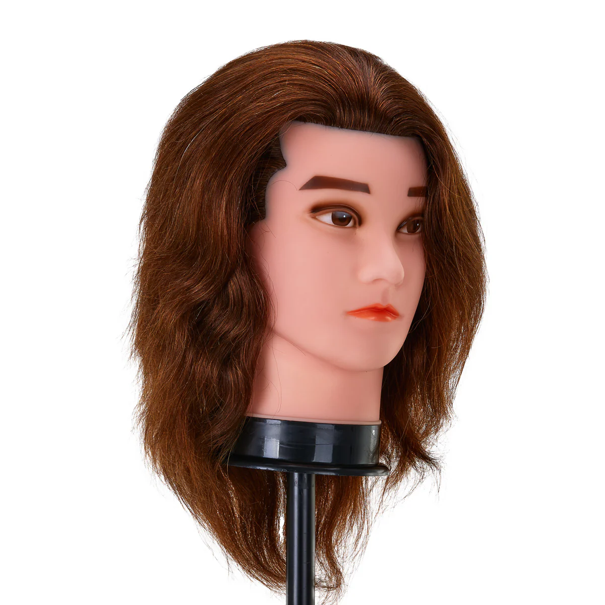 Gabbiano WZ3 Hairdressing Training Head, Natural Hair, Colour 4#, Length 8" - Image 4