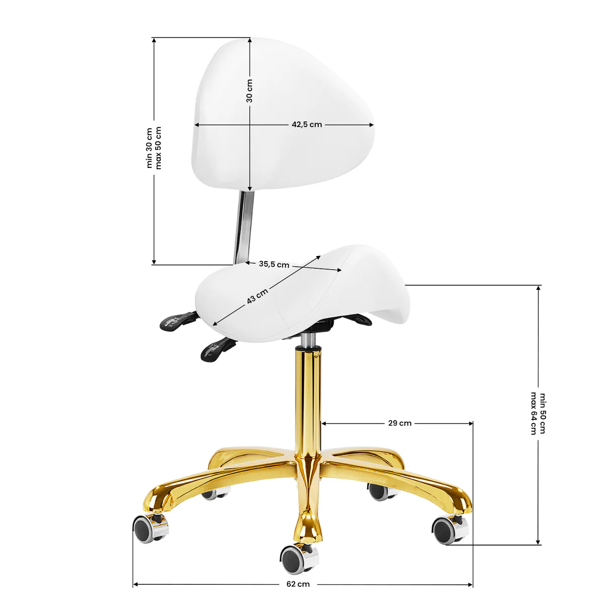 Giovanni Cosmetic Stool 1004 Gold White - Image 5