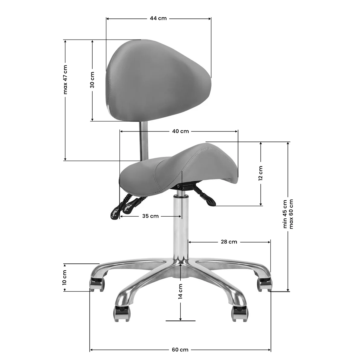 Giovanni Cosmetic Stool 1004 Grey - Image 2