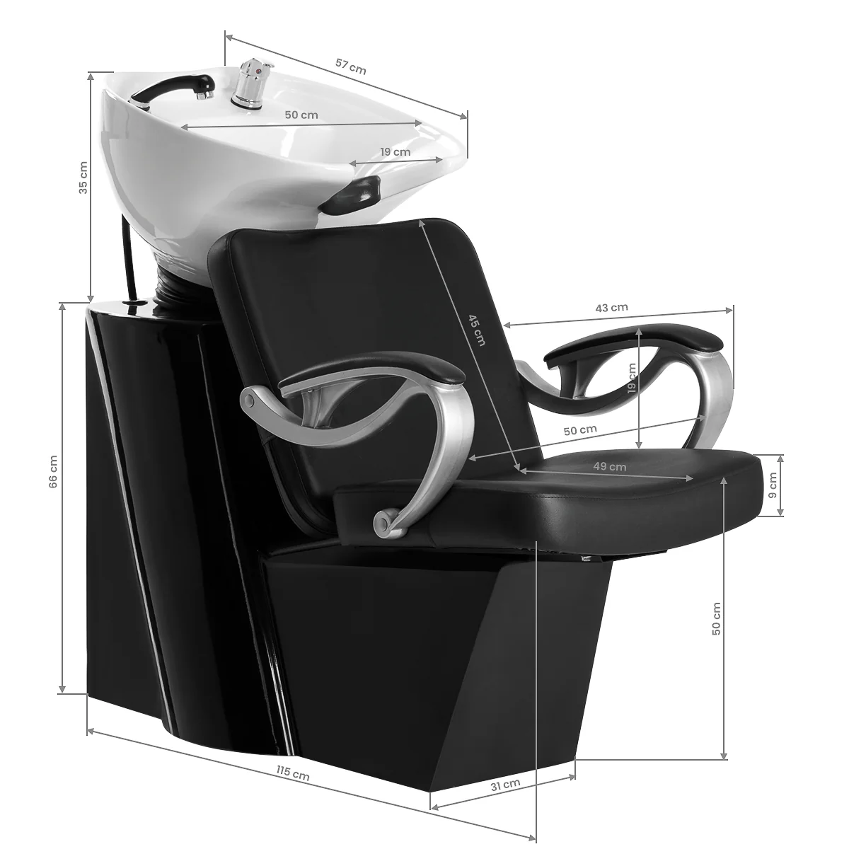 Hair System Hairdressing Wash Unit ZA31 Black - Image 2