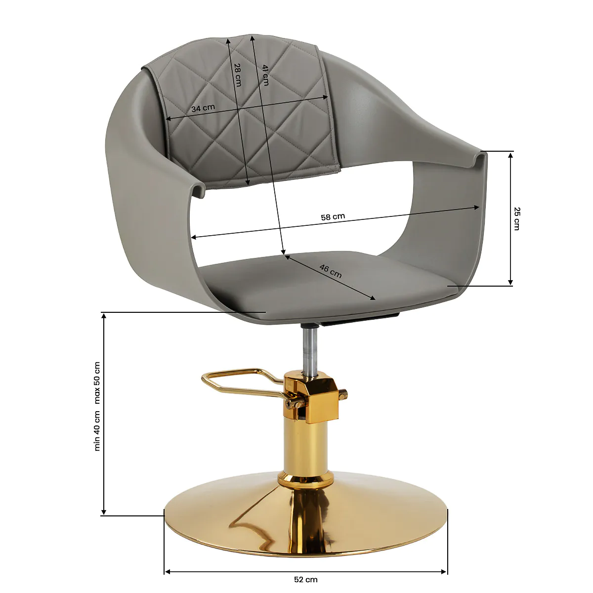 Hair System Halo Hairdressing Chair Grey & Gold - Image 5