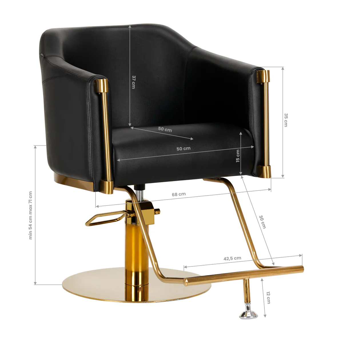Gabbiano Hairdressing Chair Burgos Black Gold - Image 2
