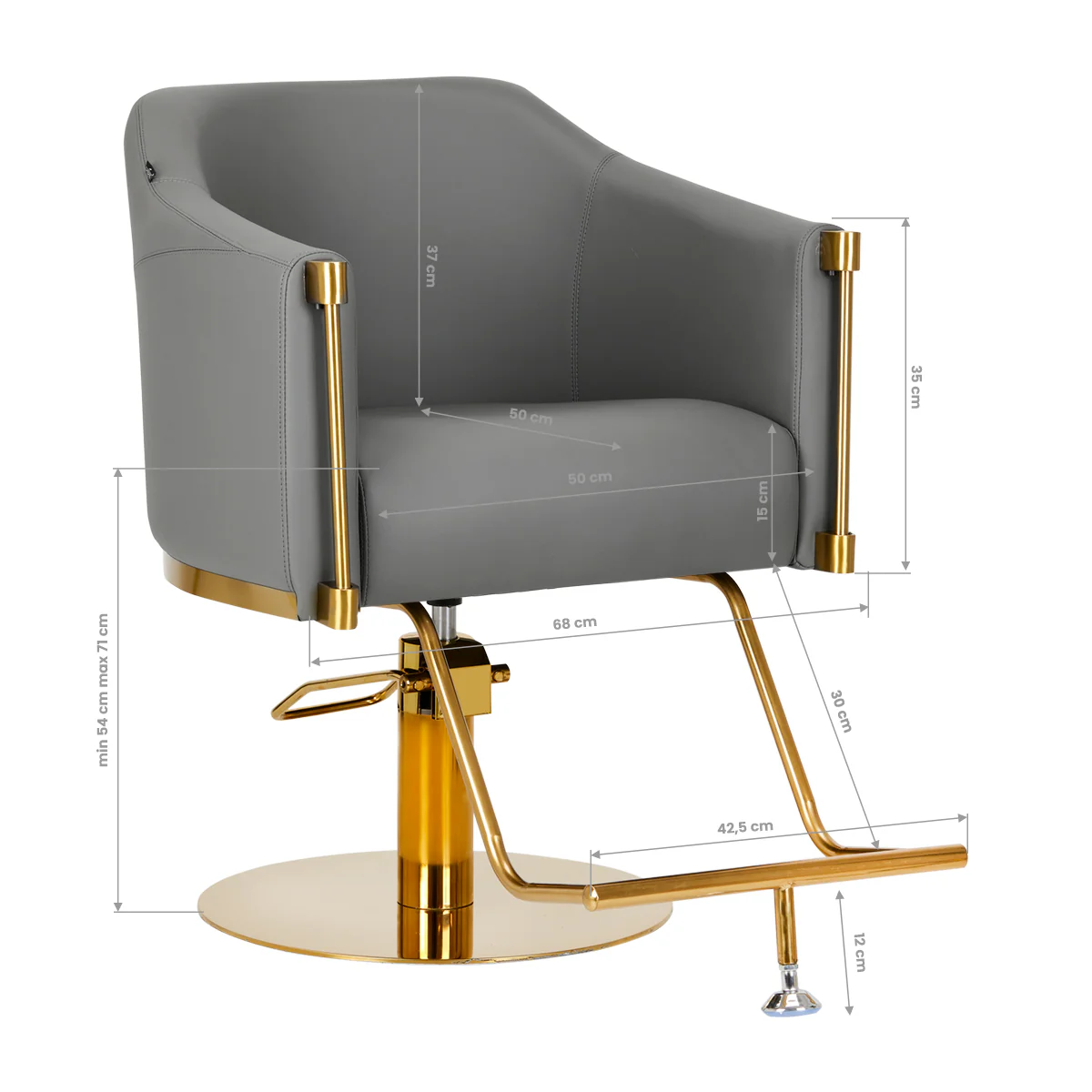 Gabbiano Hairdressing Chair Burgos Gold Gray - Image 2