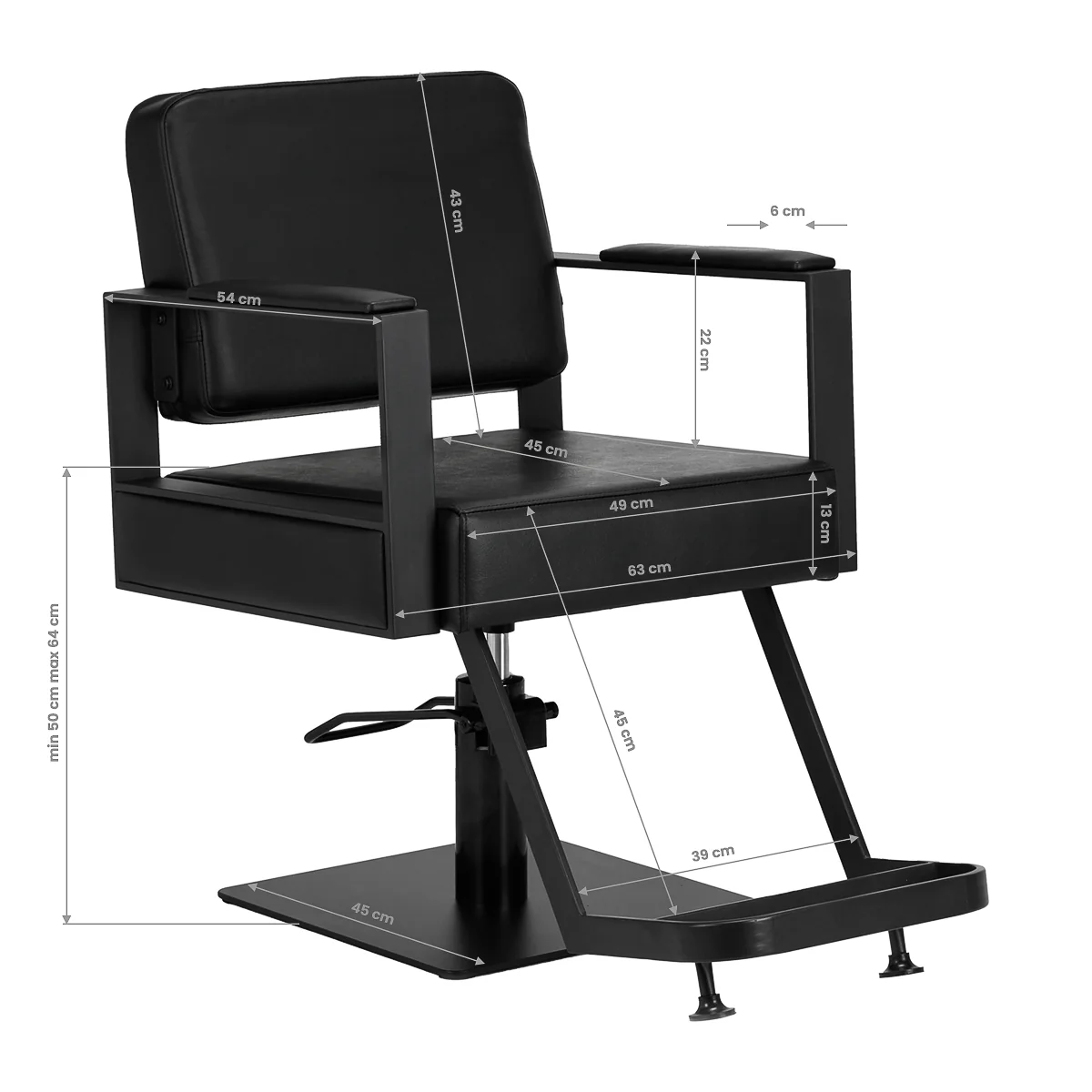 Hairdressing Chair Gabbiano Modena Black - Image 2