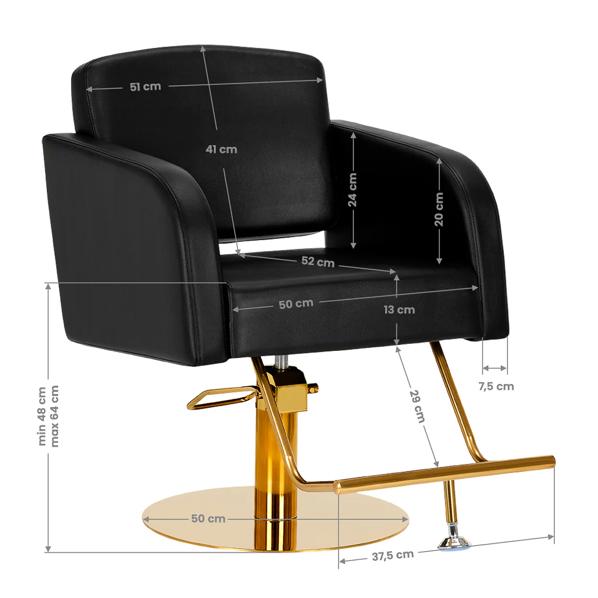 Hairdressing chair Gabbiano Turyn black gold - Image 2