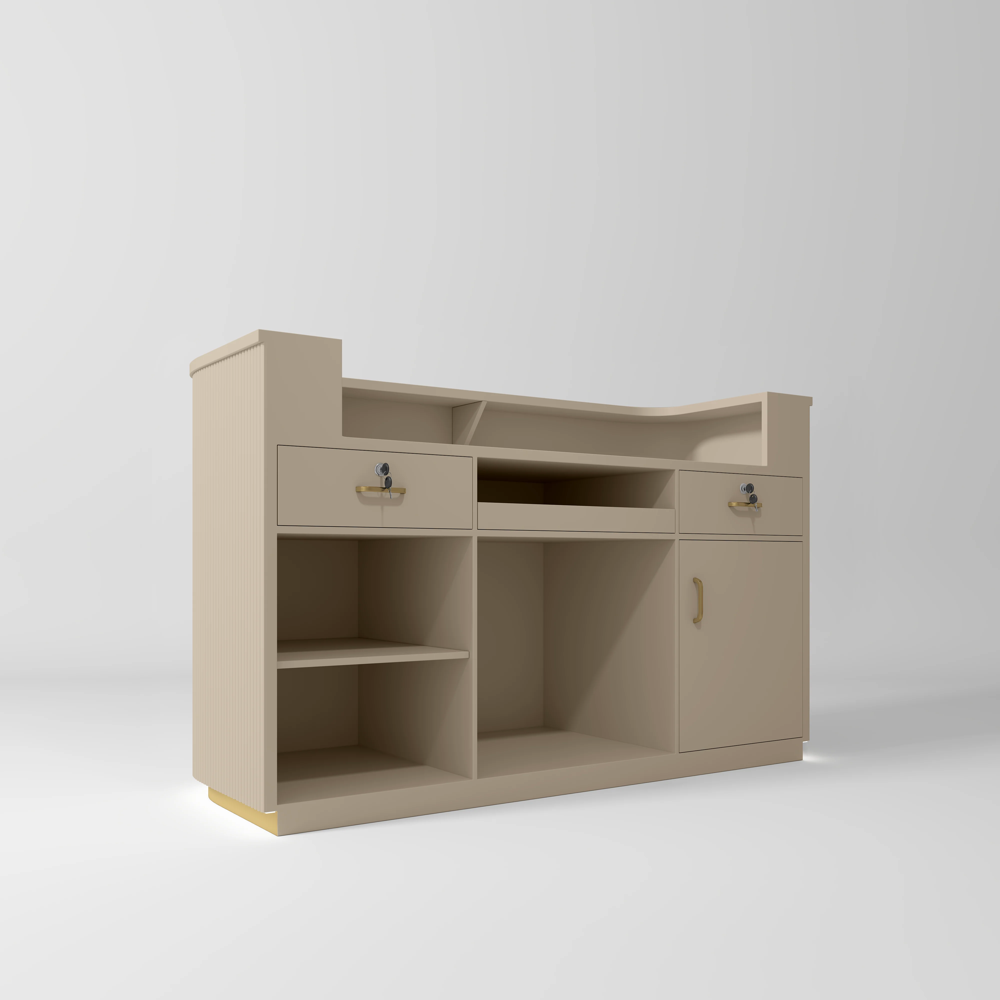 Manufakturo Averne Reception Desk - Sleek & Modern Design with LED Warm Beige - Image 3