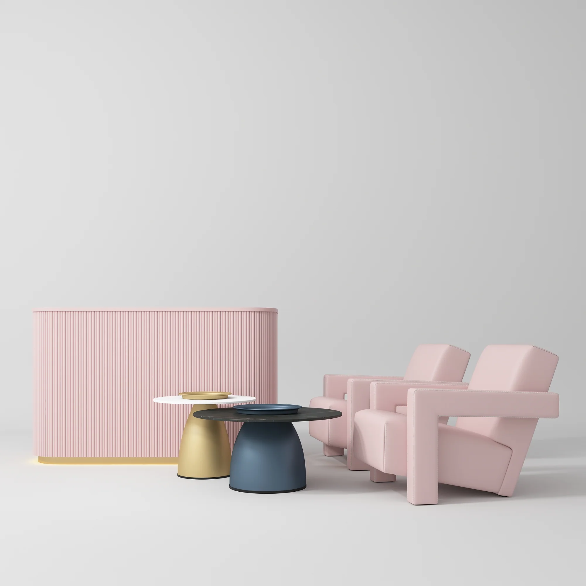 Manufakturo Complete Set 01 Reception Area for Luxury Salon Waiting Area Light Pink