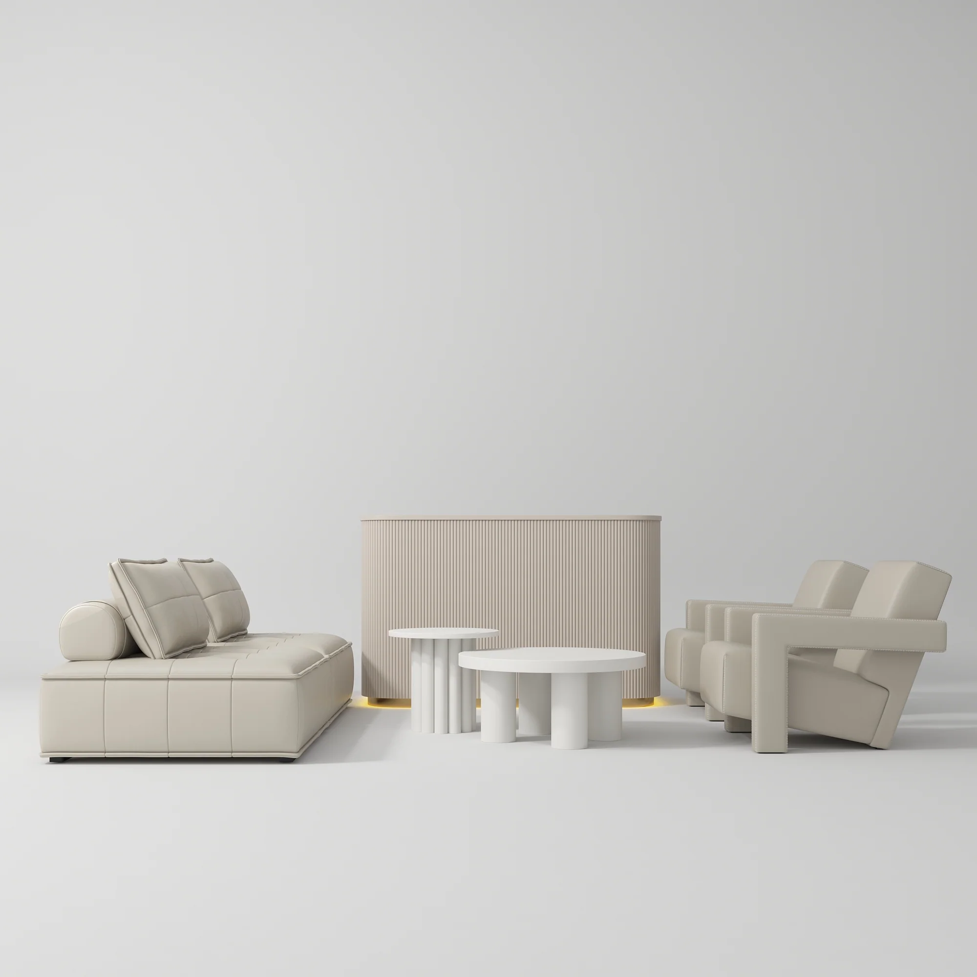 Manufakturo Complete Set 02 Reception Area - Chair & Sofa for Luxury Salon Waiting Area Cappuccino