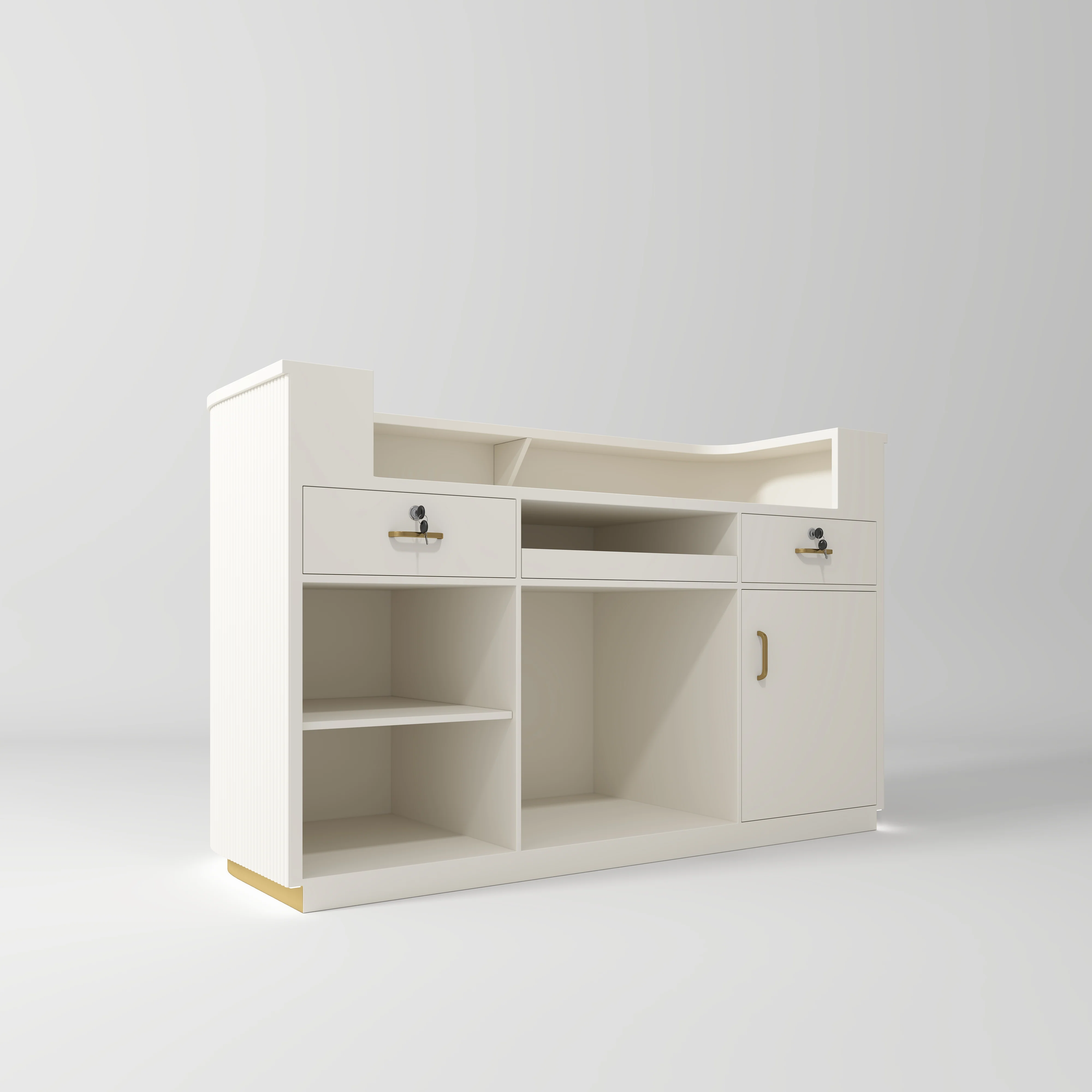 Manufakturo Averne Reception Desk - Sleek & Modern Design with LED Creamy - Image 2