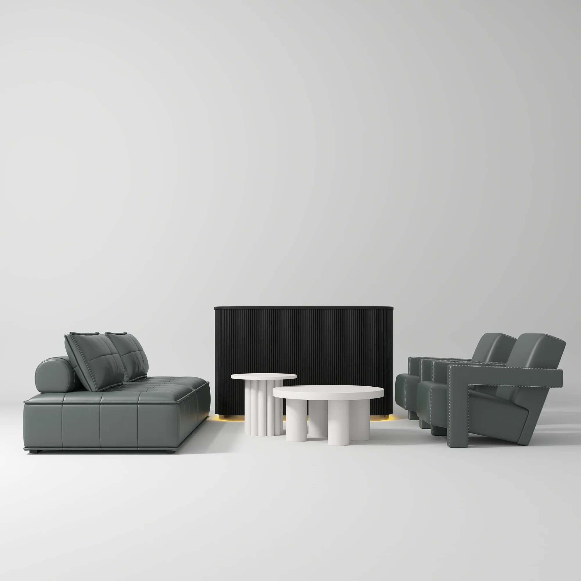 Manufakturo Complete Set 02 Reception Area - Chair & Sofa for Luxury Salon Waiting Area Navy