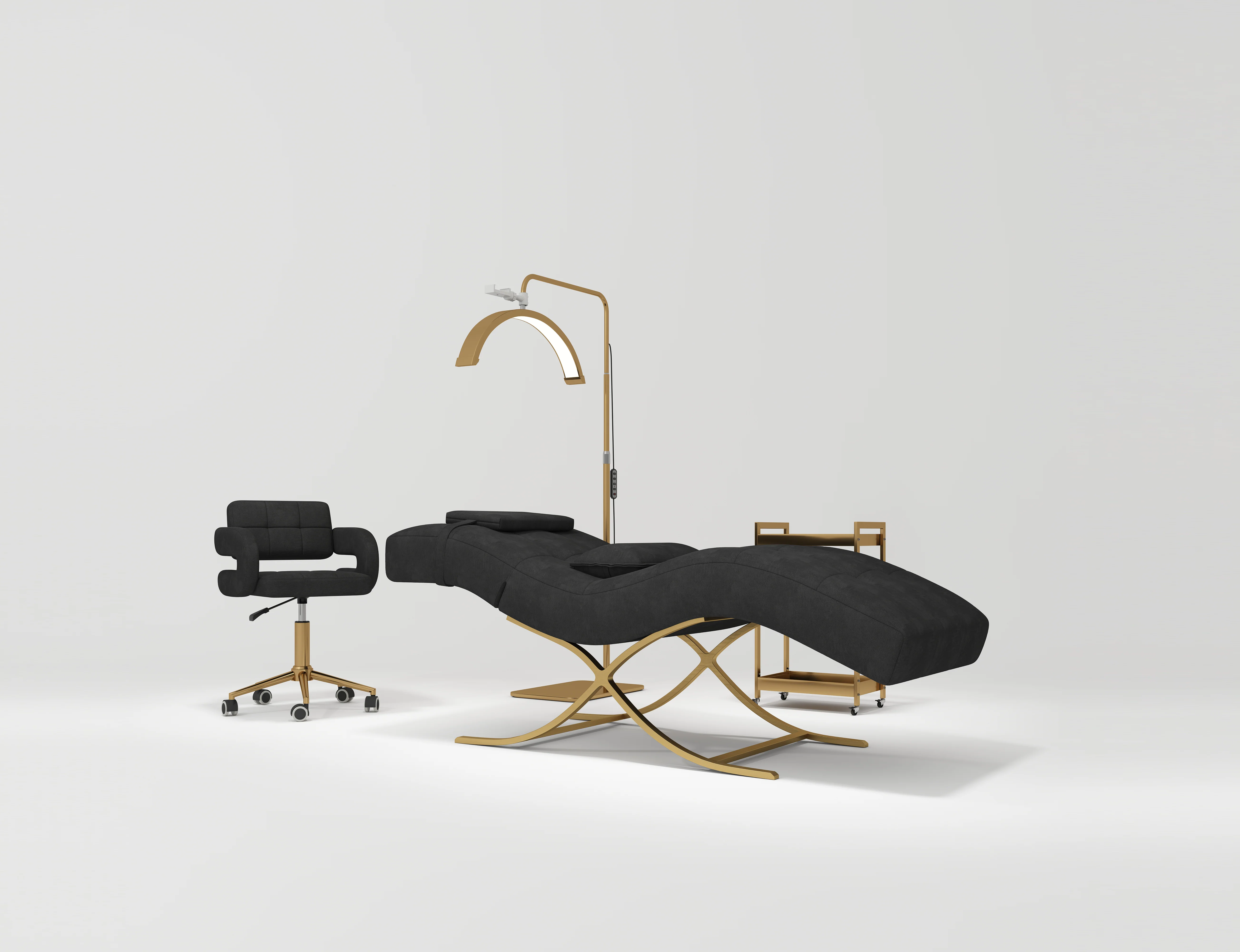 Manufakturo Elegance Lash Bed – Gold Frame & Adjustable Headrest Black - Image 4