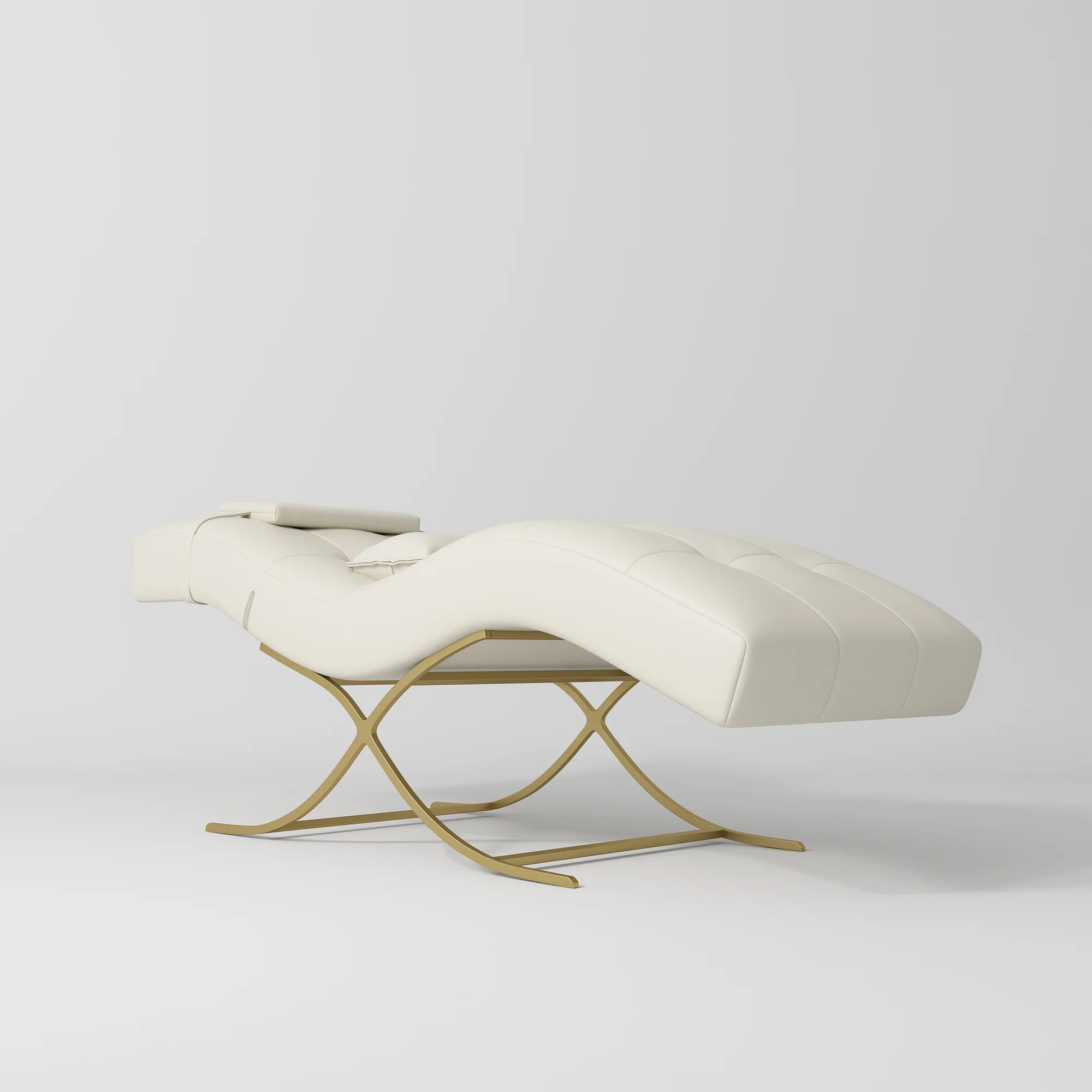 Manufakturo Elegance Lash Bed – Gold Frame & Adjustable Headrest Creamy