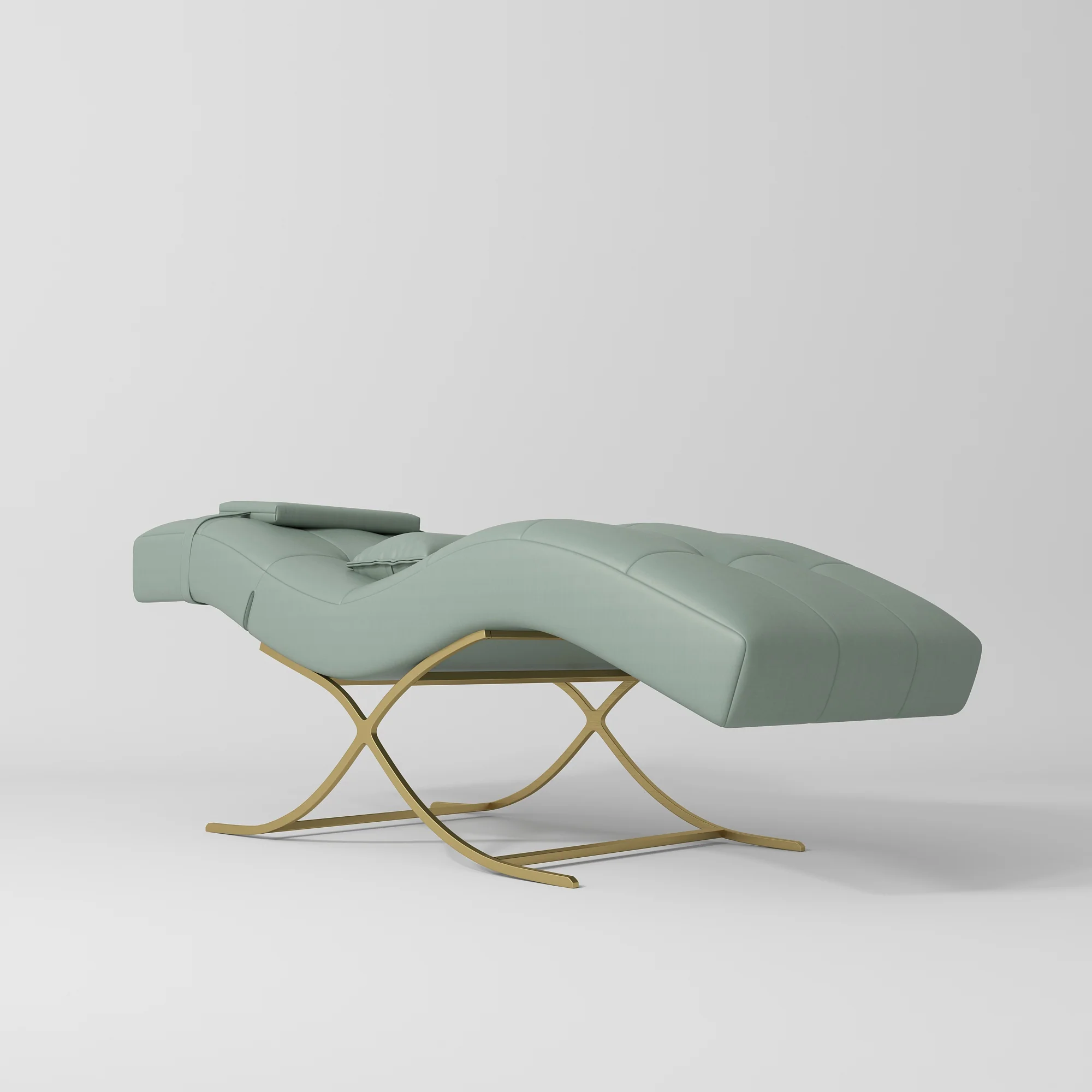 Manufakturo Elegance Lash Bed – Gold Frame & Adjustable Headrest Olive