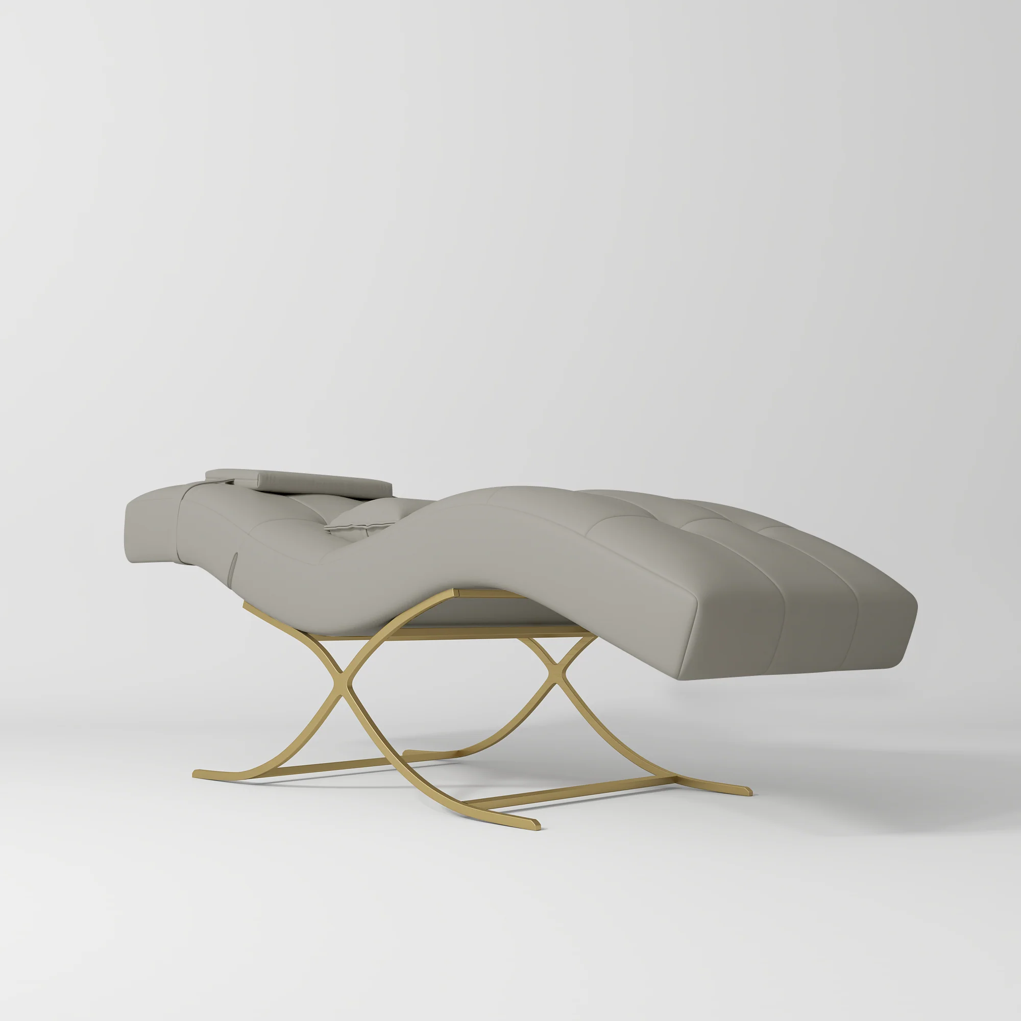 Manufakturo Elegance Lash Bed – Gold Frame & Adjustable Headrest Pearl Greige