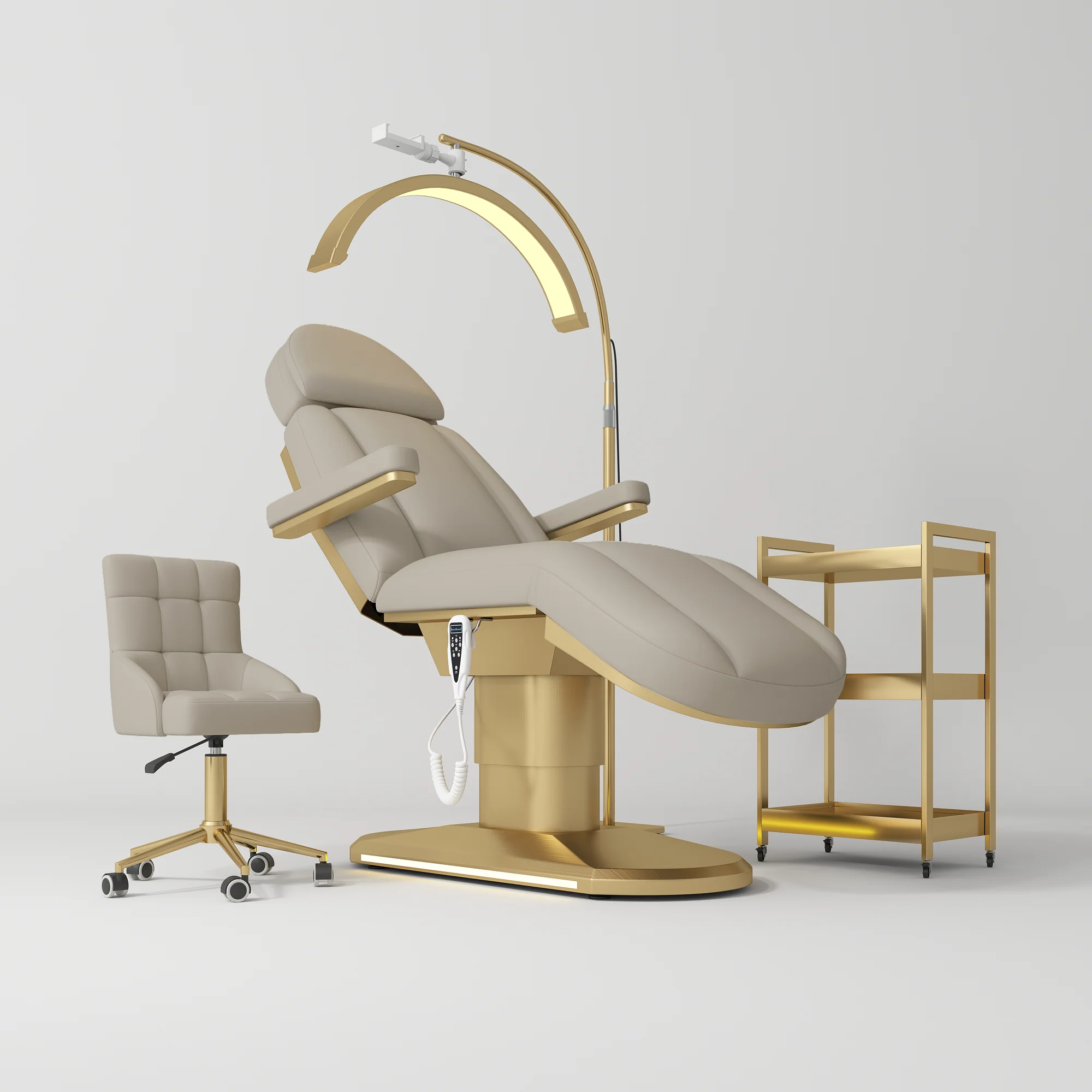 Manufakturo Étoile Stone Taupe The Complete Studio Set - Beauty Bed, Chair, Moonlight & Trolley