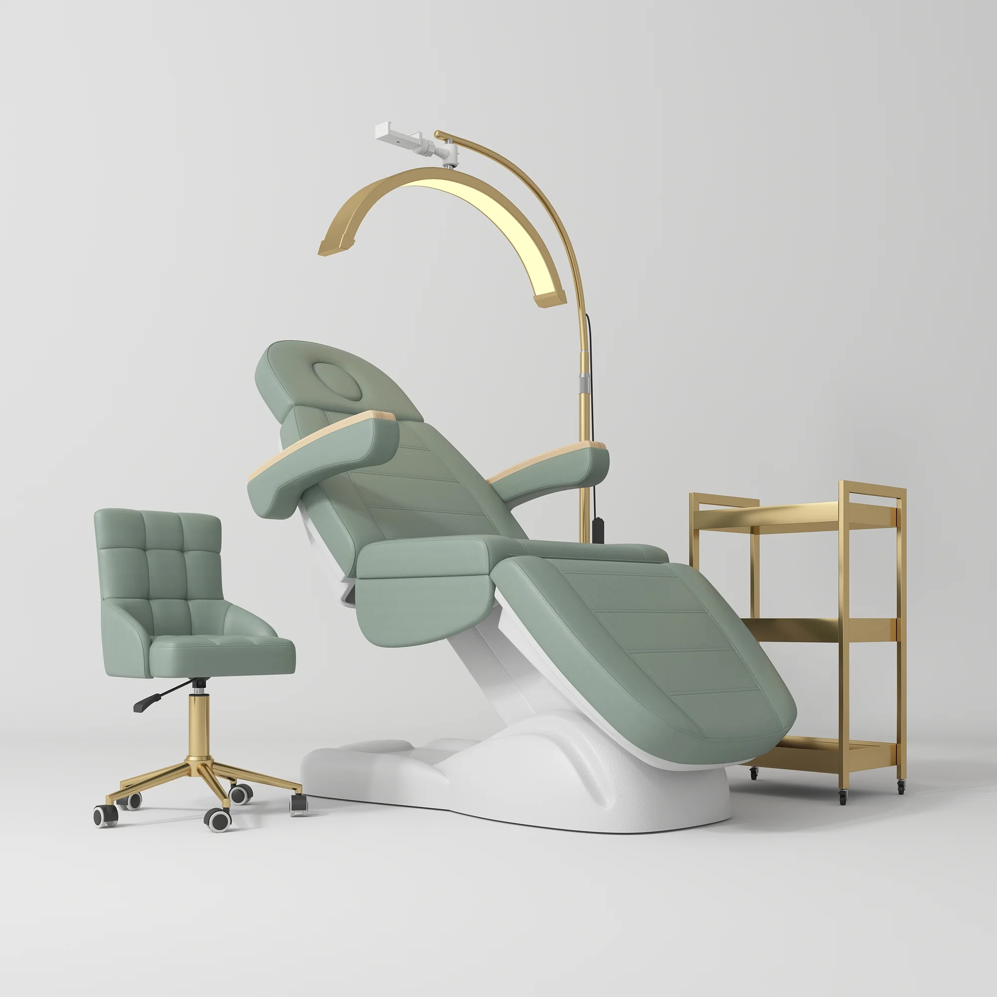 Manufakturo Grace Olive The Complete Salon Set - Beauty Bed, Chair, Moonlight & Trolley