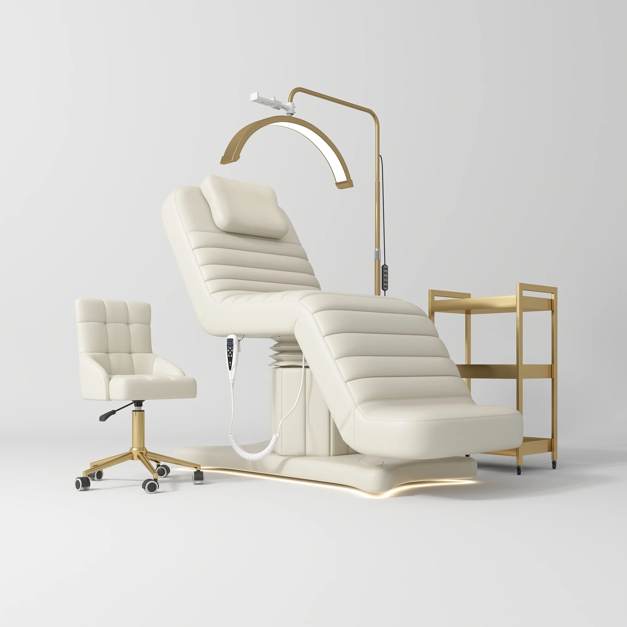 Manufakturo Grandeur Creamy The Complete Studio Set - Beauty Bed, Chair, Moonlight & Trolley
