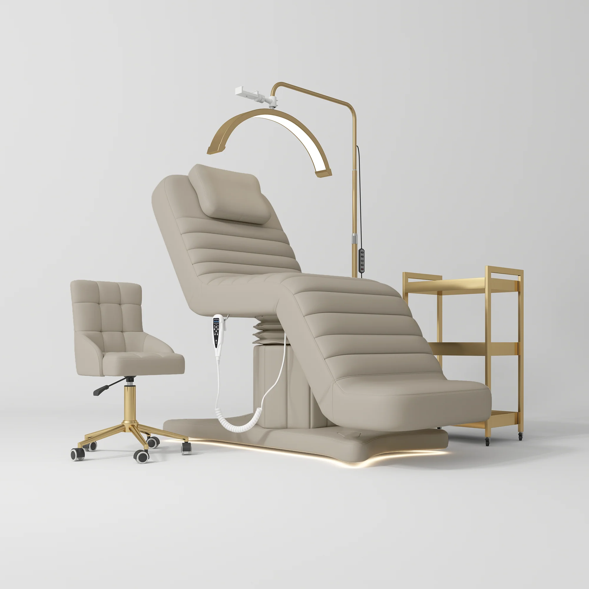 Manufakturo Grandeur Stone Taupe The Complete Studio Set - Beauty Bed, Chair, Moonlight & Trolley