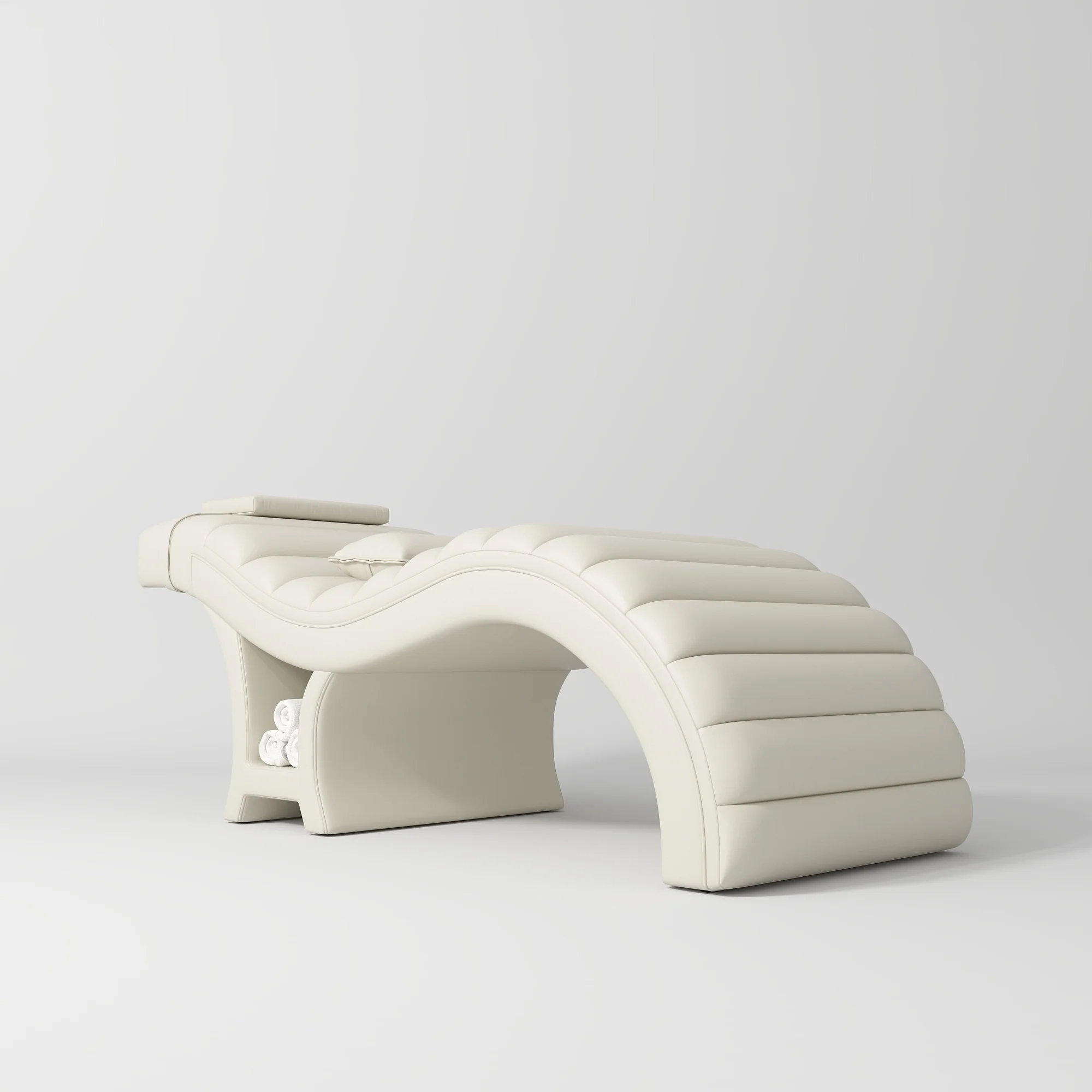 Manufakturo Luxe Eyelash Bed – Contoured Spa Couch with Towel Storage Creamy