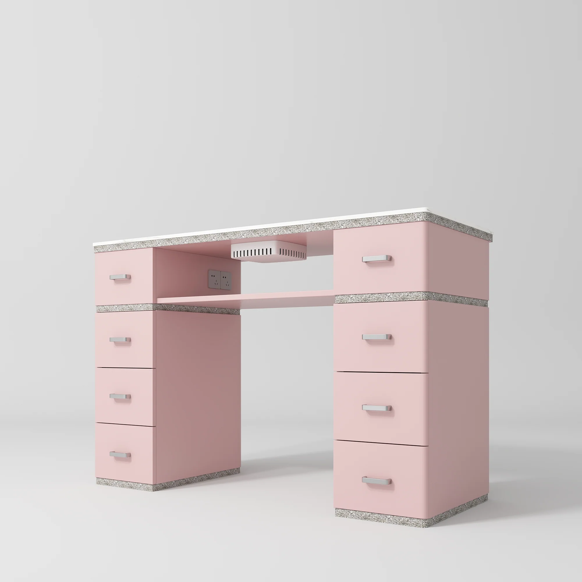 Manufakturo Manicure Table Crystal Touch with Build-in Dust Absorber Bare Blush