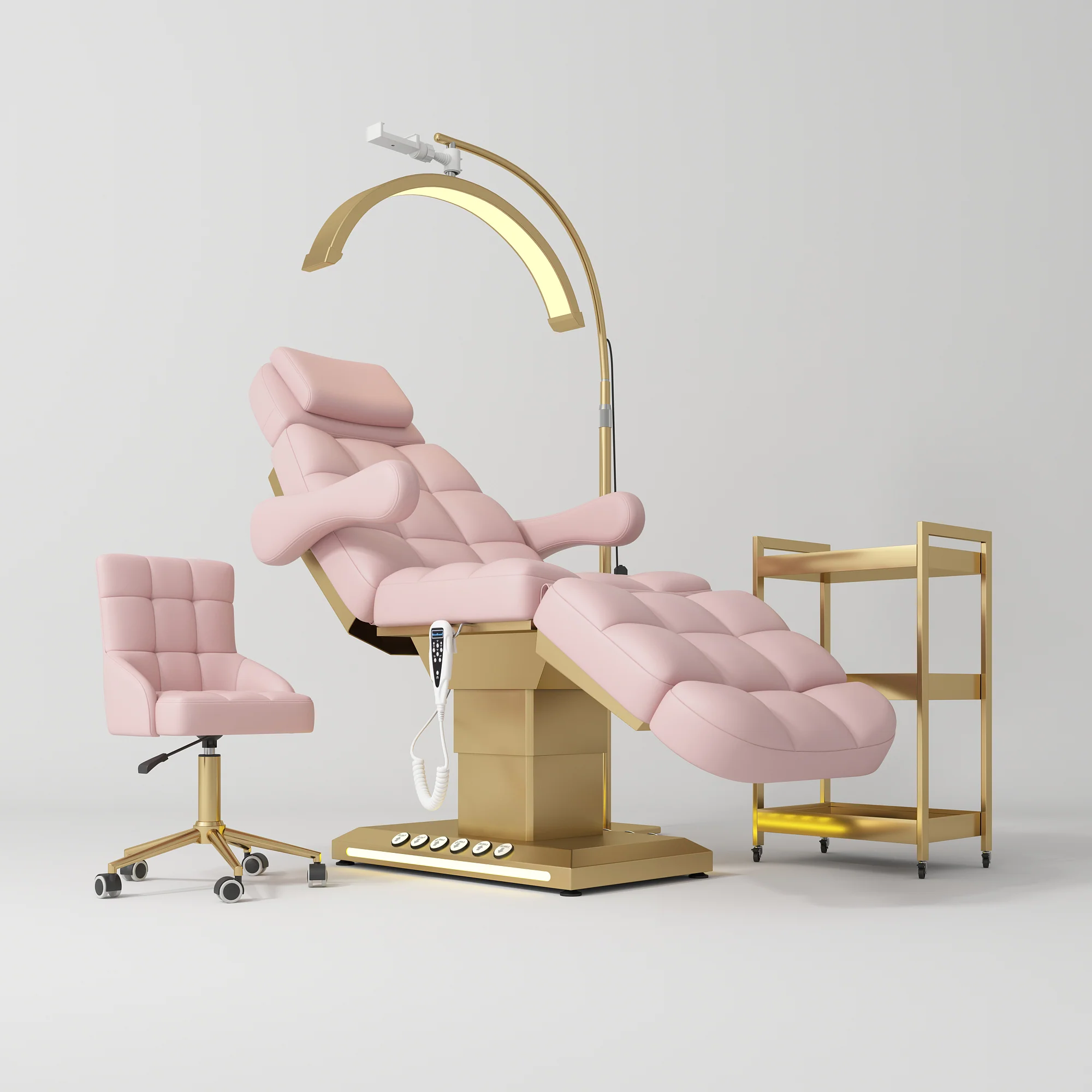 Manufakturo Orielle B Bare Blush – 4-Piece Beauty Studio Set: Luxury Bed, Chair, Moonlight & Trolley