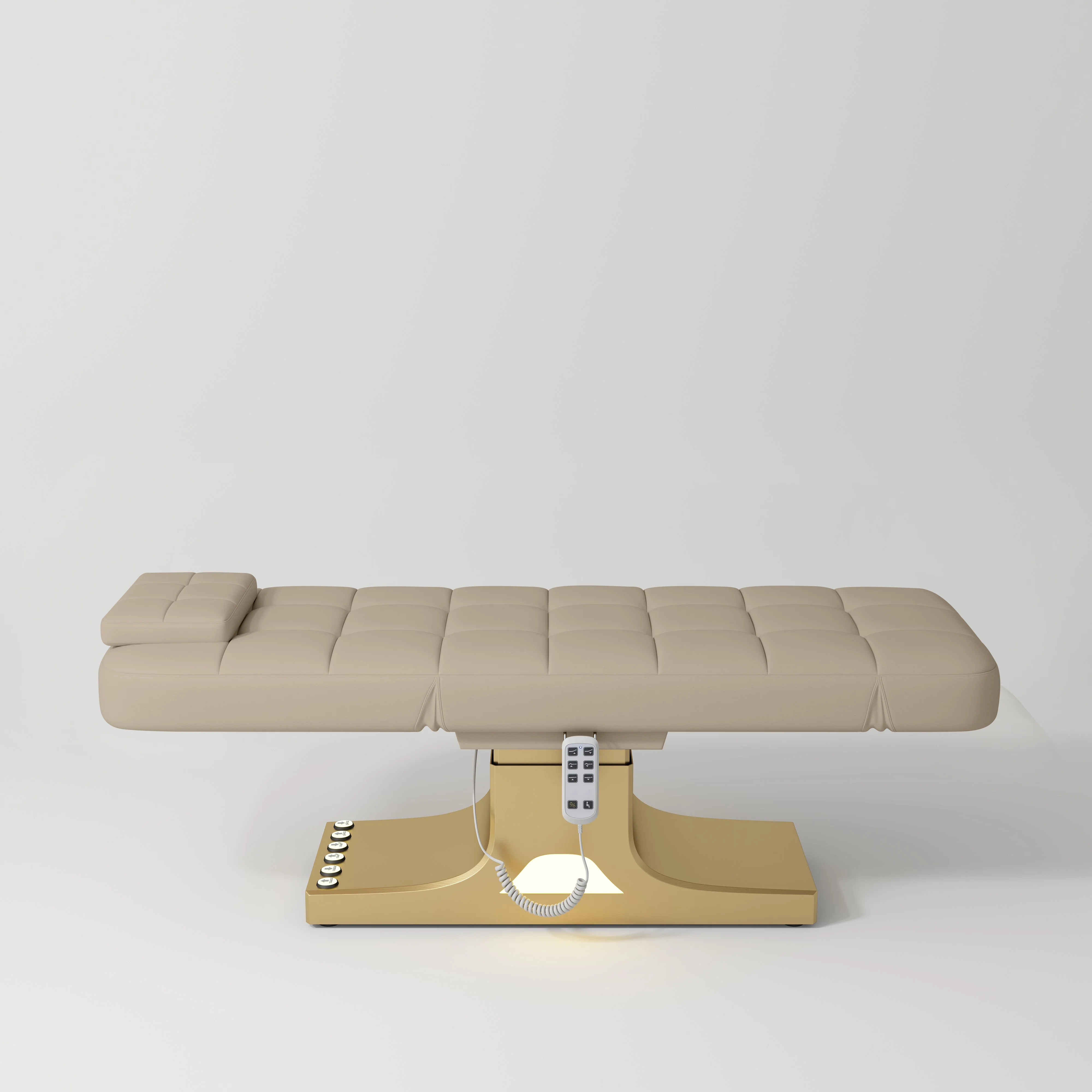 Manufakturo Saphir version A Luxury Electric Lash Beauty Bed - Hand & Foot Controls Warm Beige - Image 3
