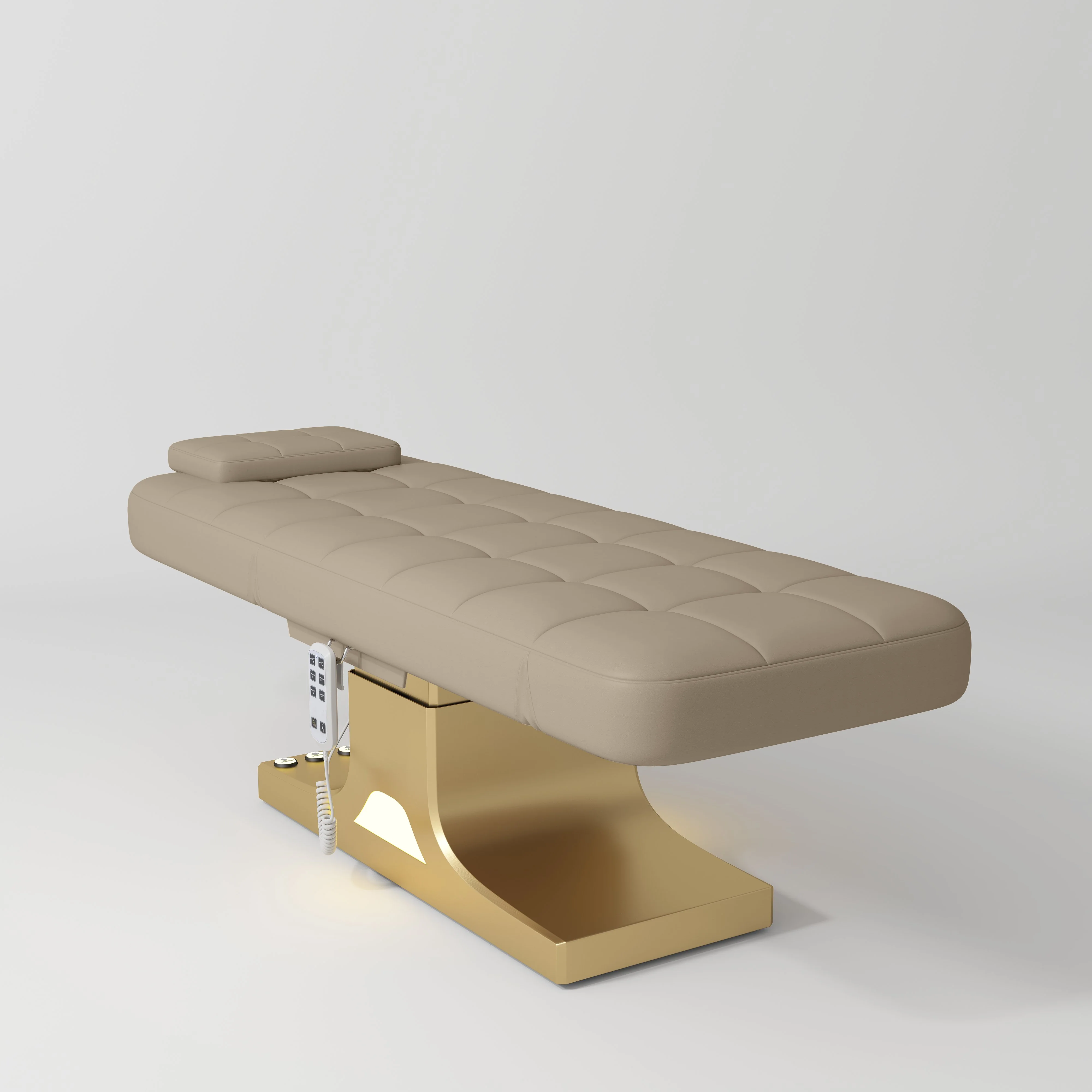 Manufakturo Saphir version A Luxury Electric Lash Beauty Bed - Hand & Foot Controls Warm Beige - Image 4