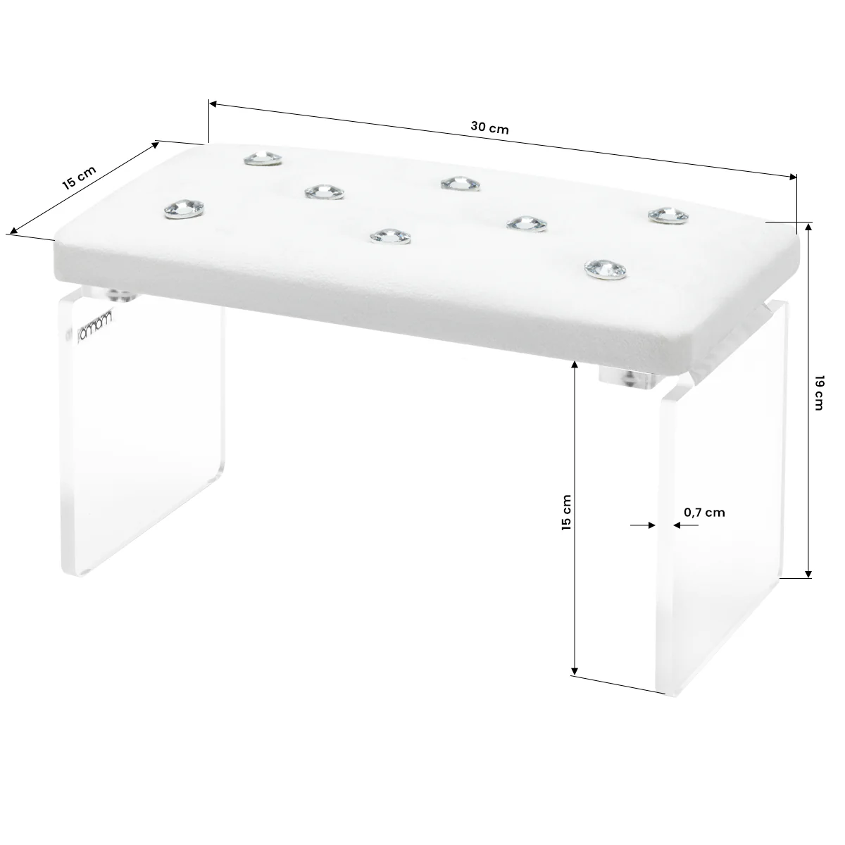 Momo Diamond Manicure Hand Rest Velour Ecru - Image 3