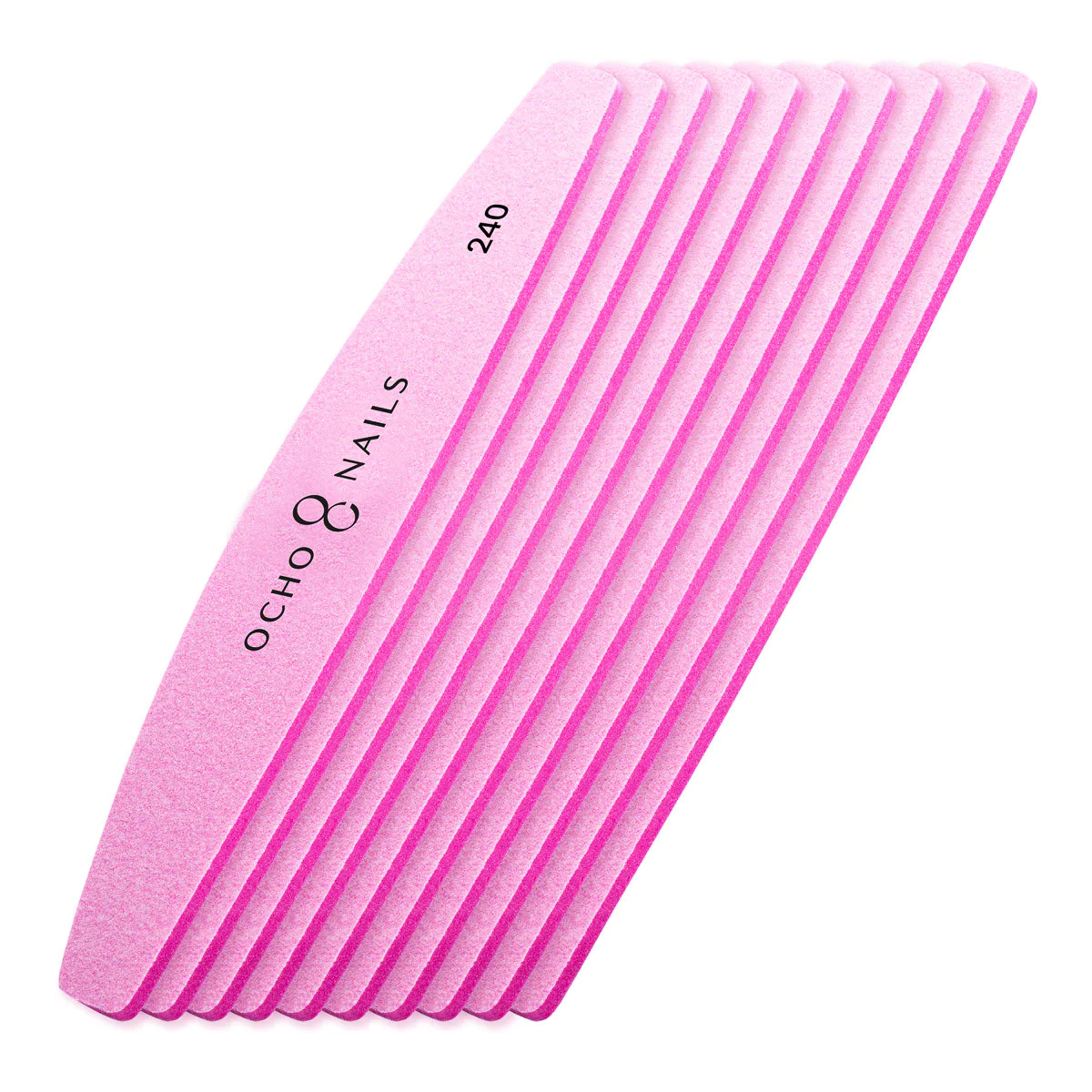 Ocho Nails Half-Moon Metal Core File + Polishers Grit 240 10pcs - Image 2