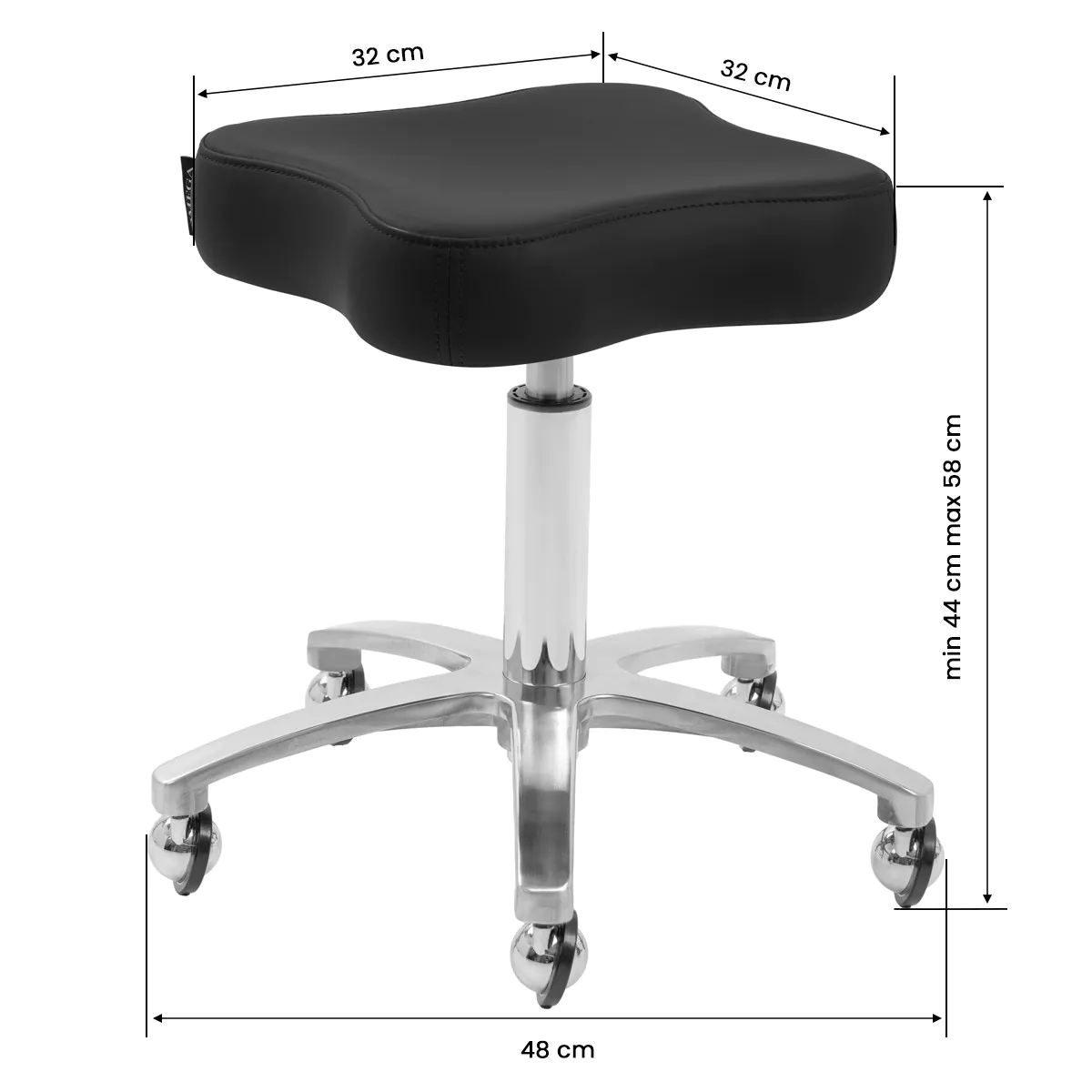 Omega Supremo Swivel Stool Black & Silver - Image 5