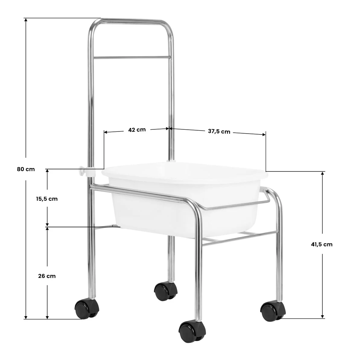 ACTIVESHOP Pedicure tray on wheels, chrome - Image 3