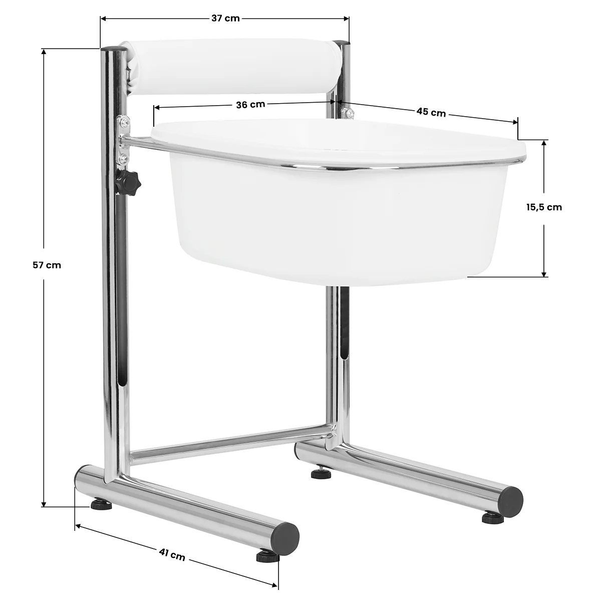 ACTIVESHOP Pedicure tray with adjustable height, chrome - Image 2