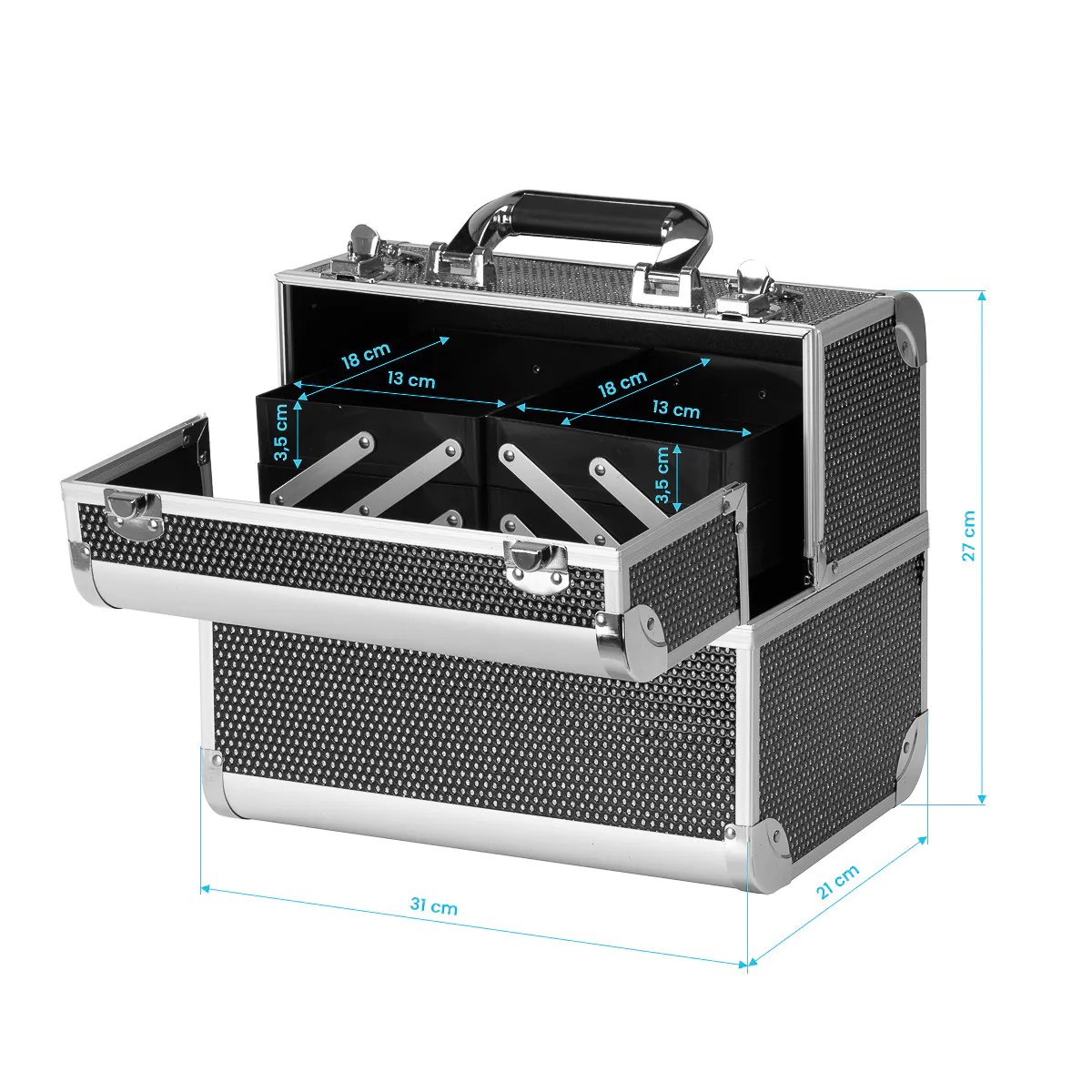 Professional Black Cosmetic Case 44 – Durable, Stylish Organizer for Mobile Stylists & Beauty Tools - Image 9
