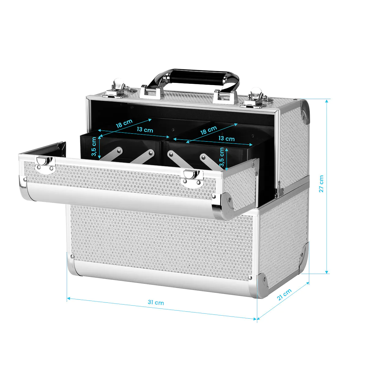 Professional Silver Cosmetic Case 44 – Durable, Stylish Organizer for Mobile Stylists & Beauty Tools - Image 9