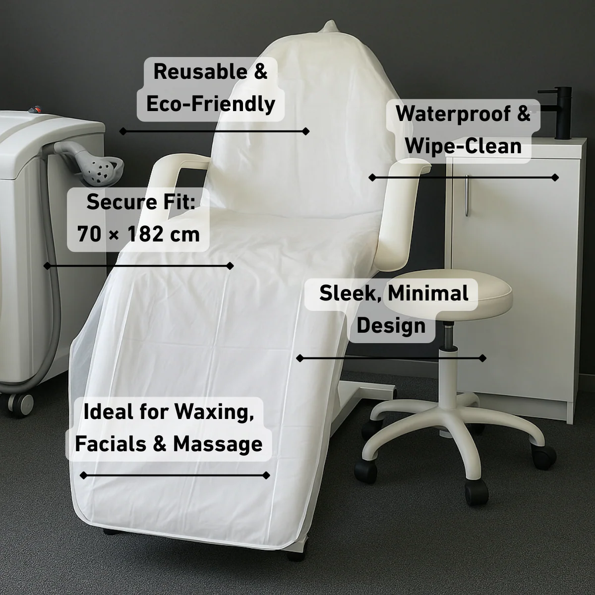PVC Reusable Beauty Chair / Bed Cover with Tie Tapes - Image 3