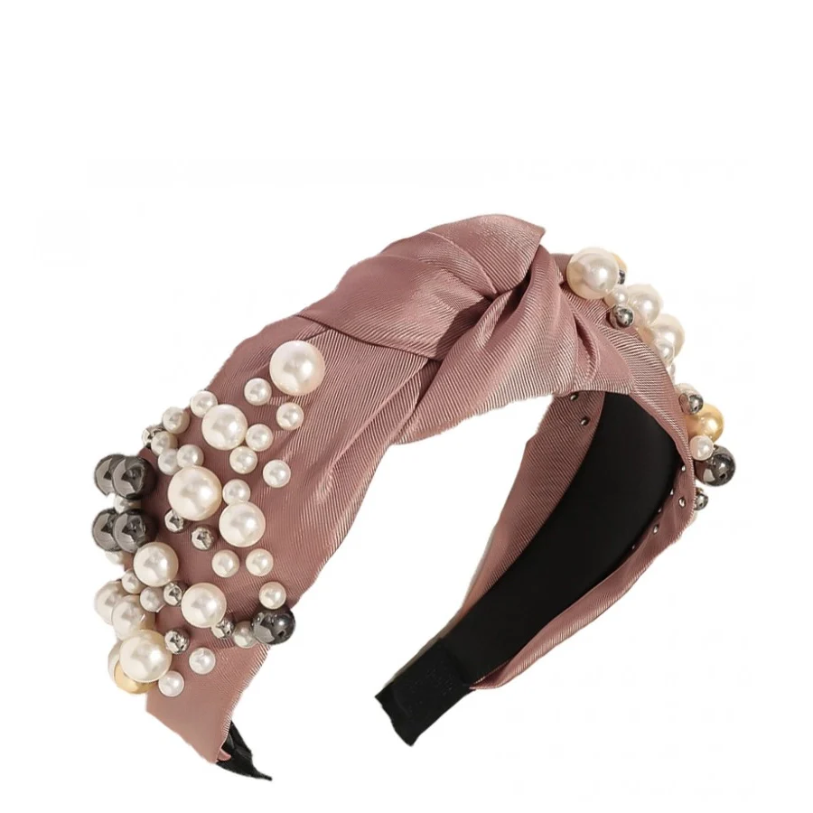Roxie Collection Classic Headband Pink with Pearls - Image 2