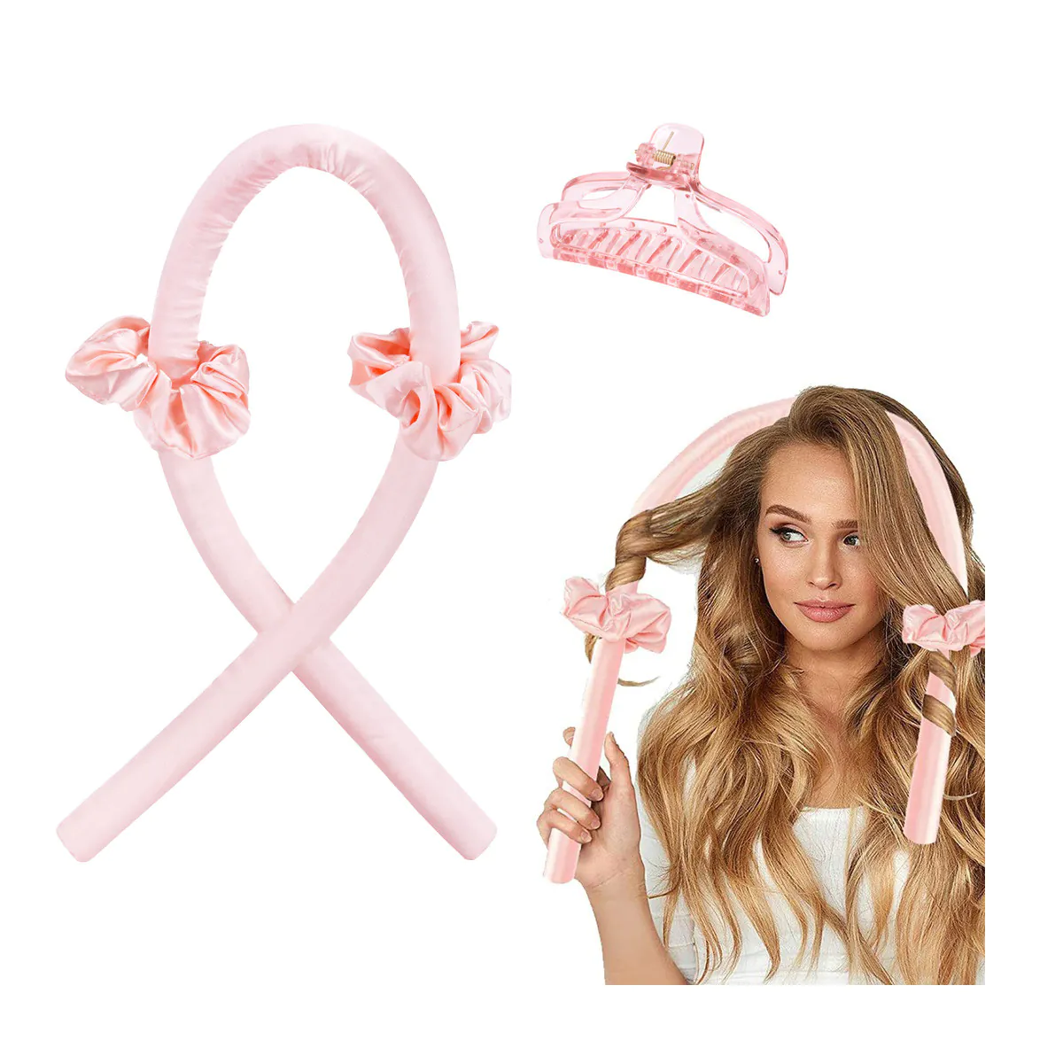 Roxie Heatless Curling Headband Kit Pink - Image 6