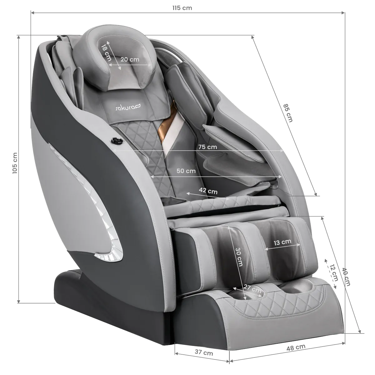 Sakura Massage Chair Classic 305 Grey - Image 17