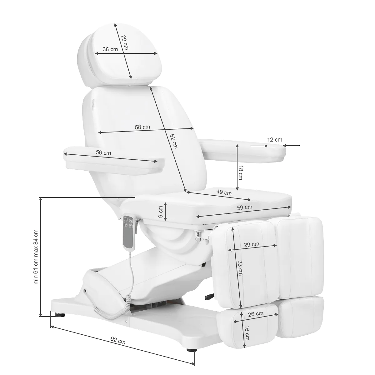 Sillon Classic Electric Salon Chair 2 Motors Pedicure White - Image 4
