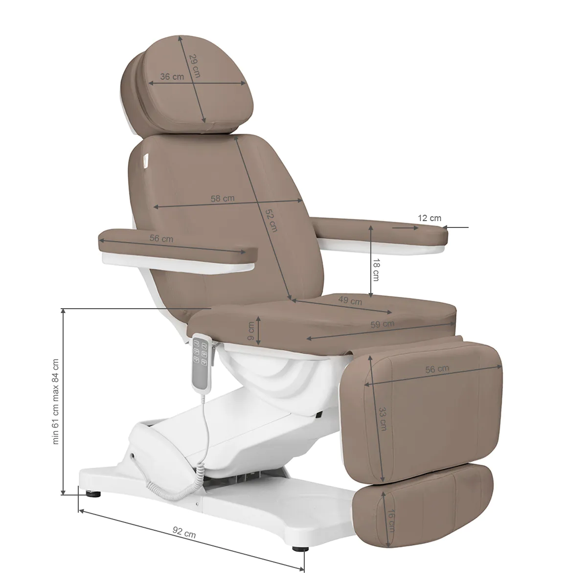 Sillon Electric Cosmetic Chair Classic 3 Motors Modern Brown - Image 8